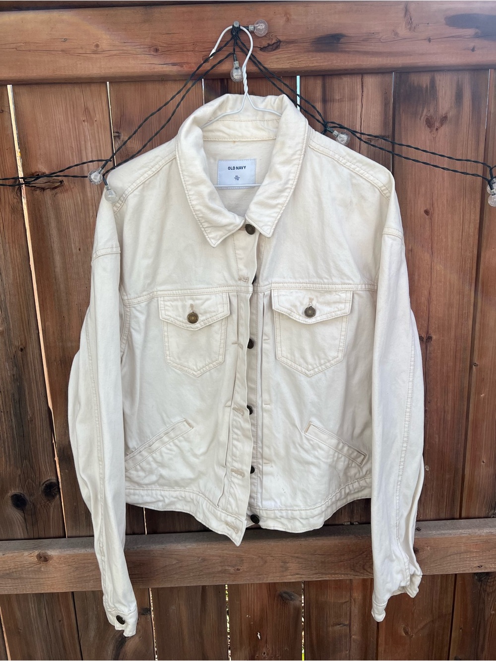 Old Navy Cream Denim Trucker Jacket